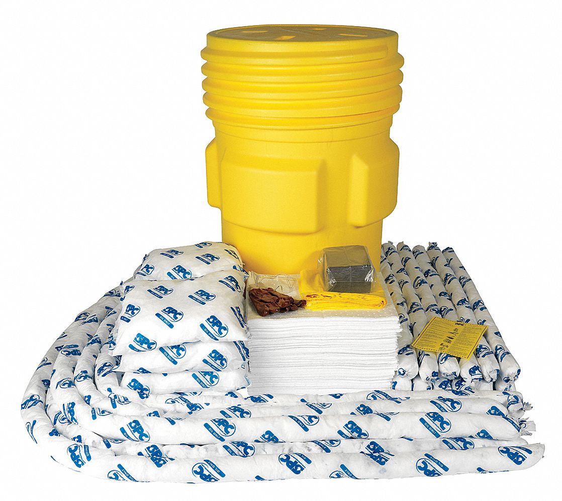 SPILL KIT, 82 GALLON ABSORBED PER KIT, GOGGLES/NITRILE GLOVES, YELLOW