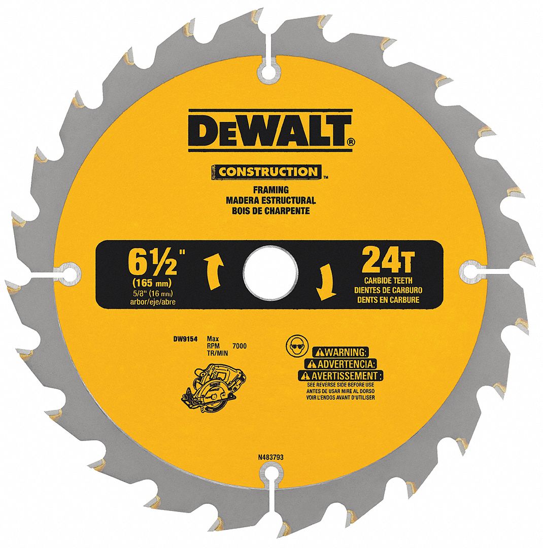 DEWALT 6 1 2 in Blade Dia. 24 Teeth Circular Saw Blade 5VC82