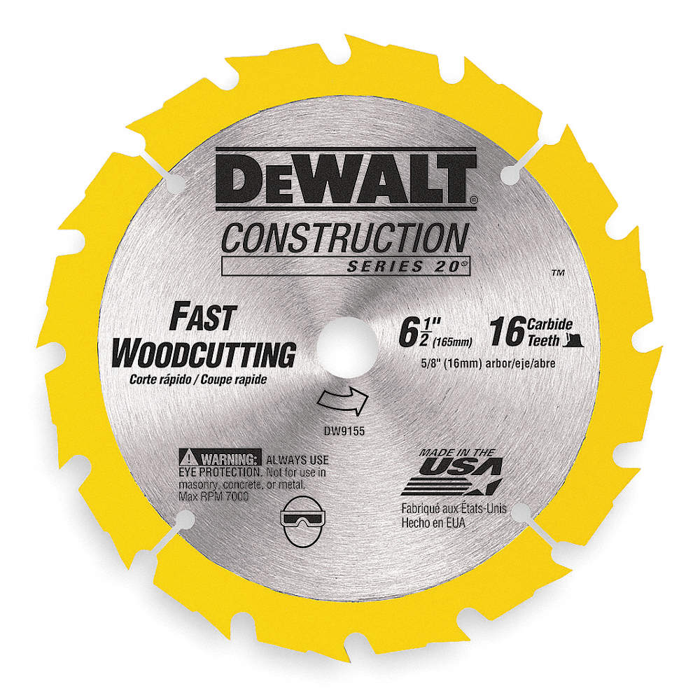 DEWALT DW9155 6-1//2/" x 18 Tooth Fast Cutting Carbide Saw Blade