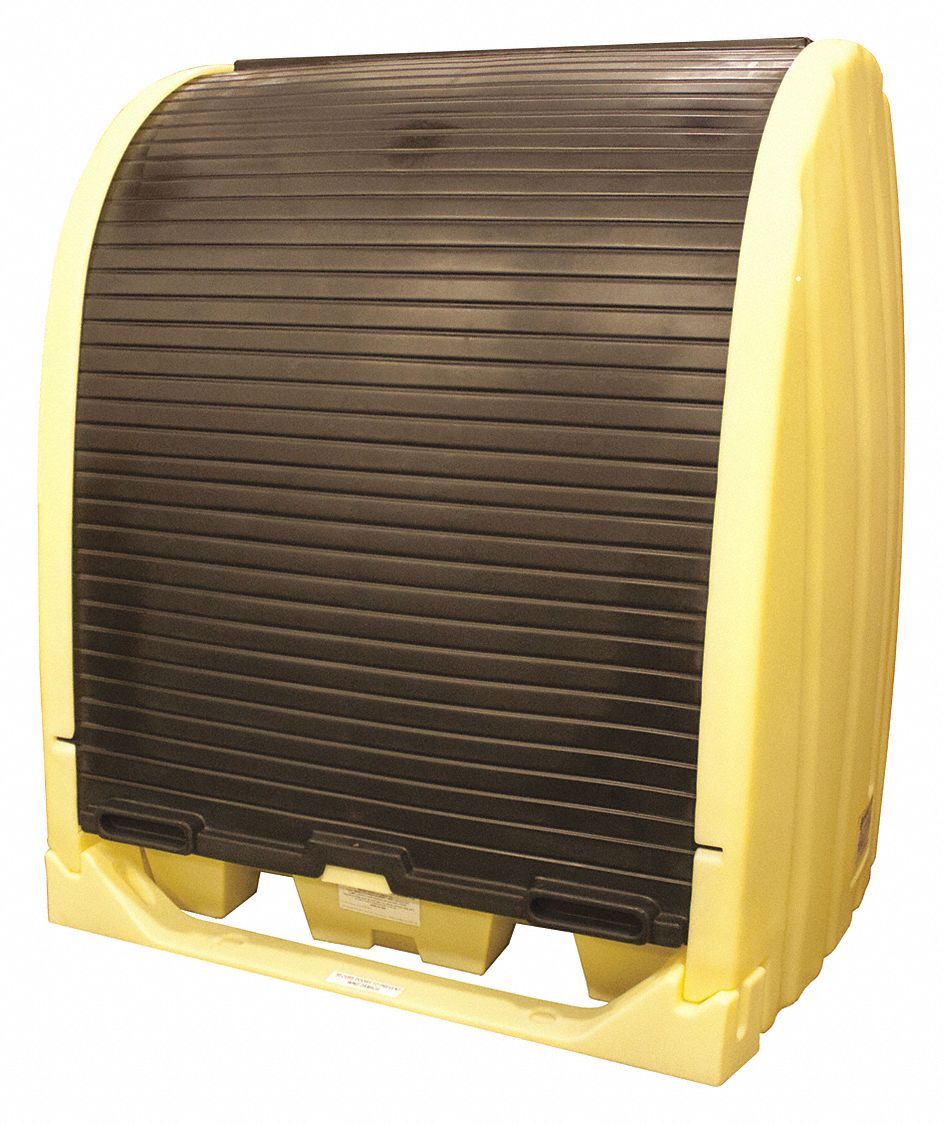 ROLLTOP DRUM SPILL CONTAINMENT SYSTEM, FOR 4 DRUMS, 66 GALLON CAPACITY, YELLOW