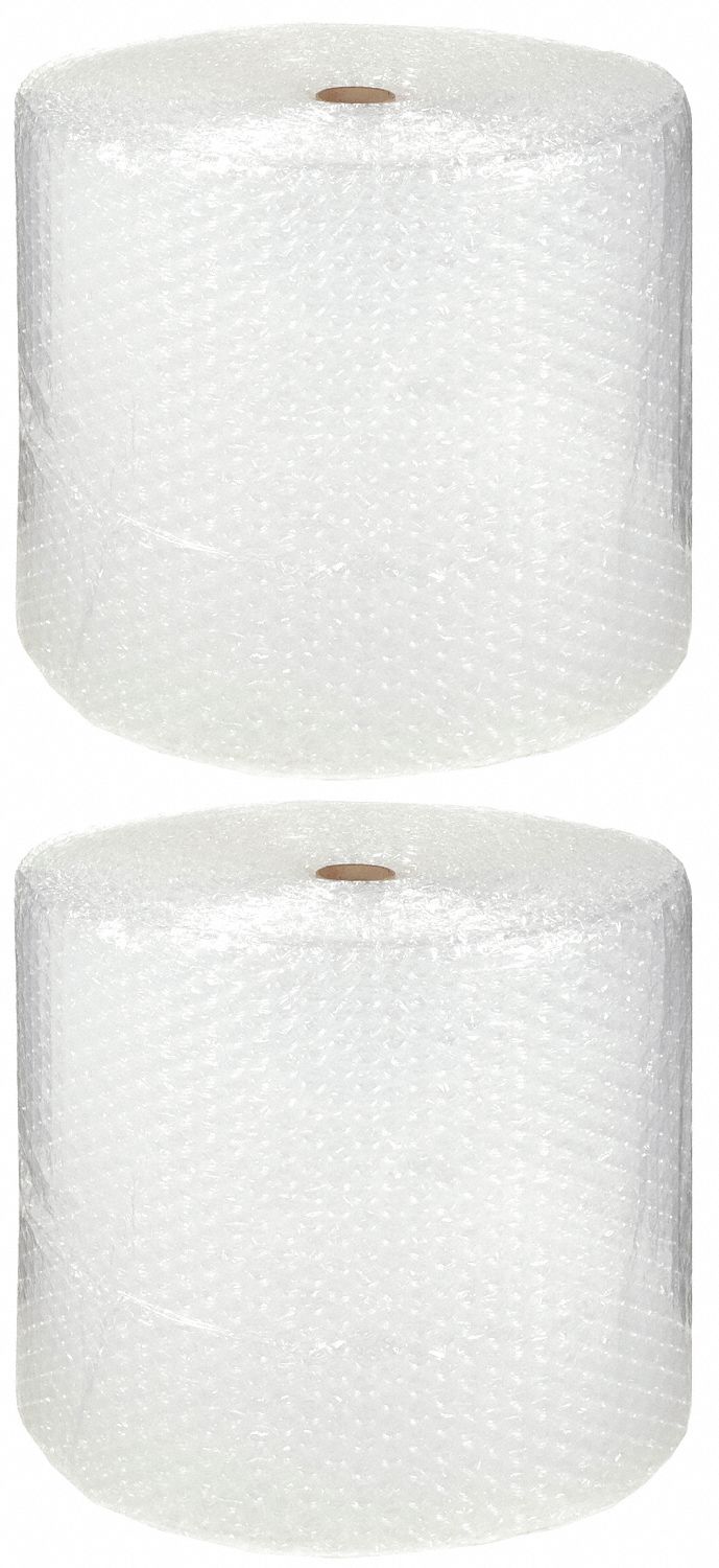 Bubble Rolls: 5/16 in Bubble Size, 24 in Roll Wd, 188 ft Roll Lg, Clear, 2 PK