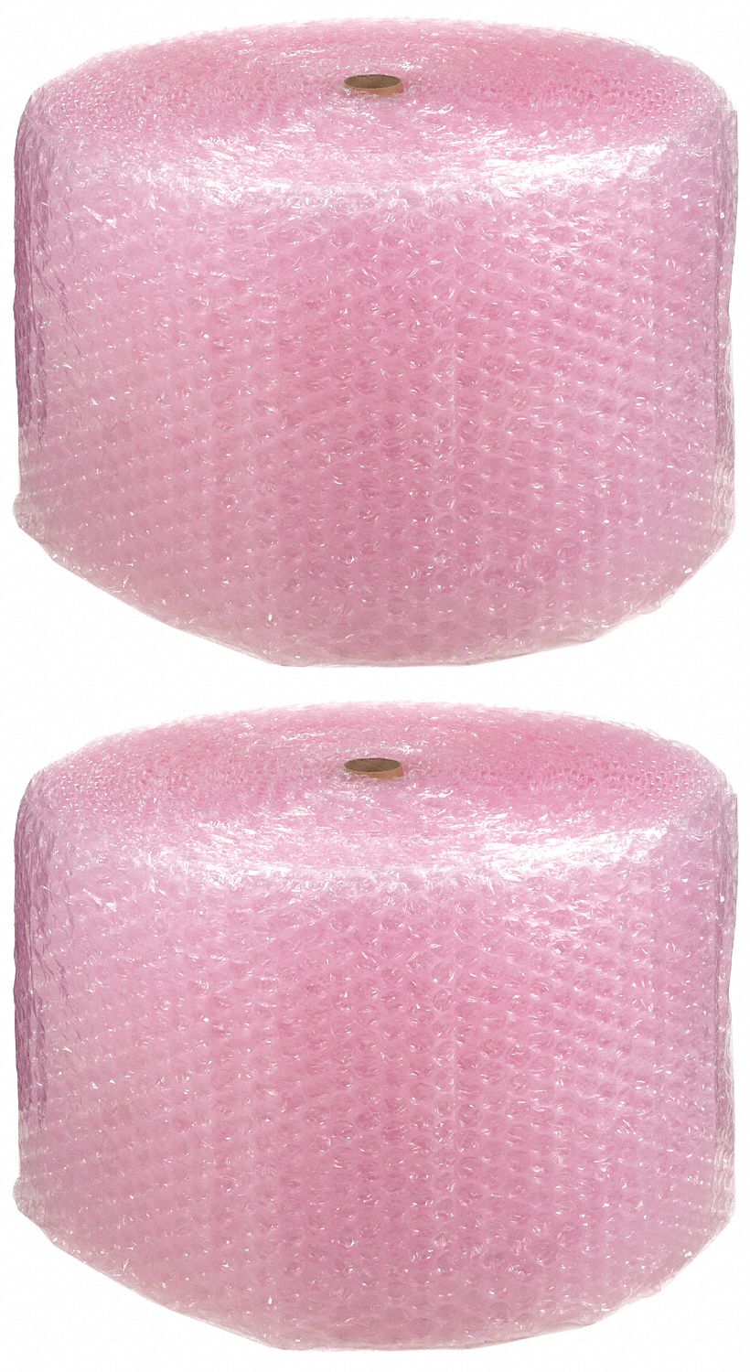 Bubble Rolls: 1/2 in Bubble Size, 24 in Roll Wd, 250 ft Roll Lg, Anti-Static, Non-Perforated, 2 PK