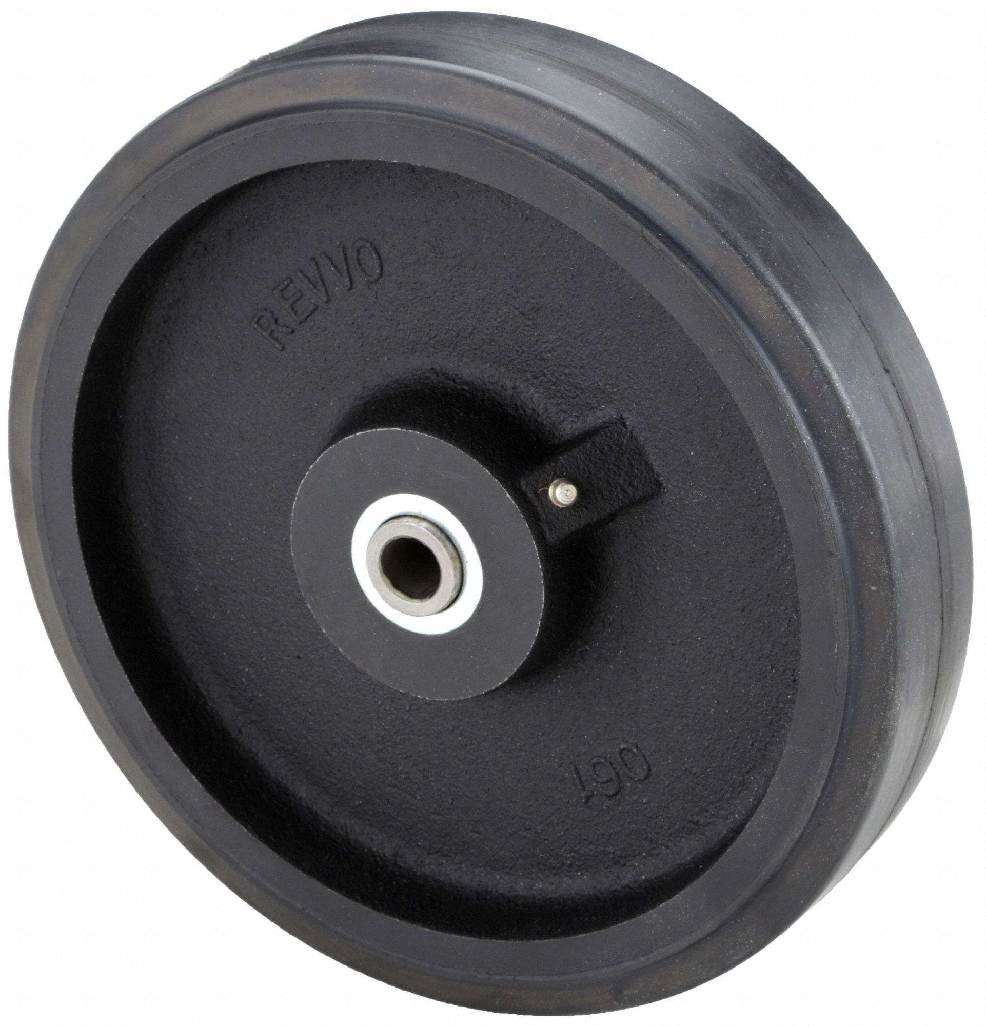 RUBBER TREAD ON IRON CORE WHEEL, 10 IN WHEEL DIAMETER, 2⅛ IN WHEEL W