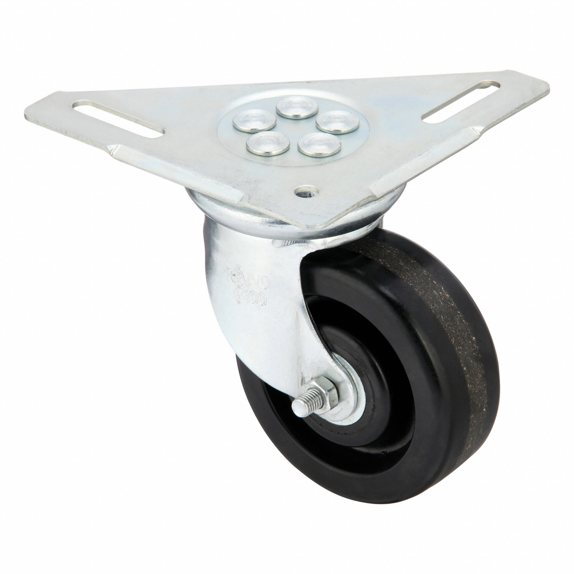 Plate Caster: Swivel, Phenolic, 4 in Wheel Dia, 1 1/2 in Wheel Wd, Triangle, Roller