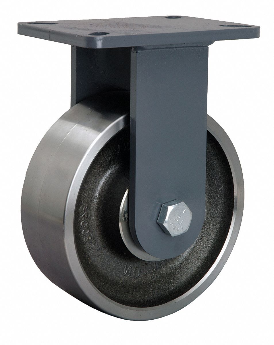 HAMILTON Standard Plate Caster, Rigid, Steel, 4000 lb, 8 in Wheel Dia