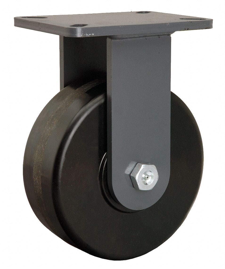 STANDARD PLATE CASTER, 8 IN WHEEL DIA, 3000 LB, 10½ IN MOUNTING H, RIGID CASTER, HARD