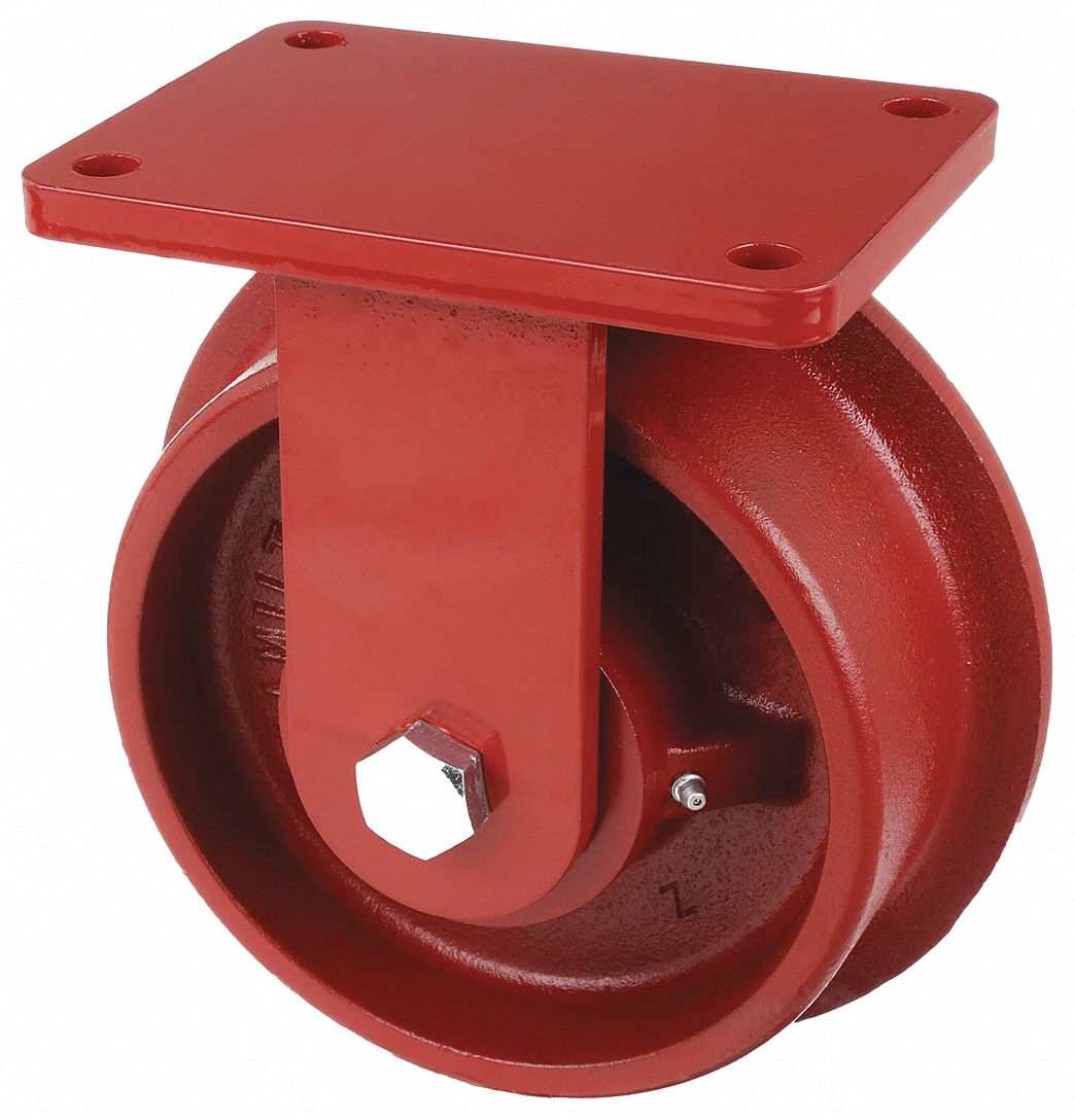 SINGLE-FLANGED CASTER,CAST IRON,6-1/8 IN