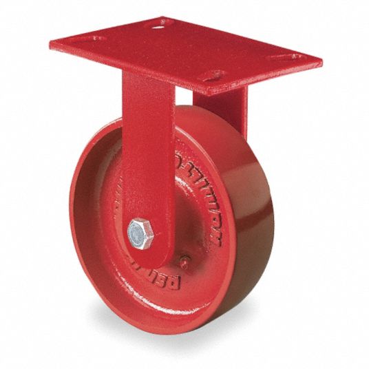 Plate Caster, Rigid, Cast Iron, 1500 lb, 8 in Wheel Dia. - Grainger