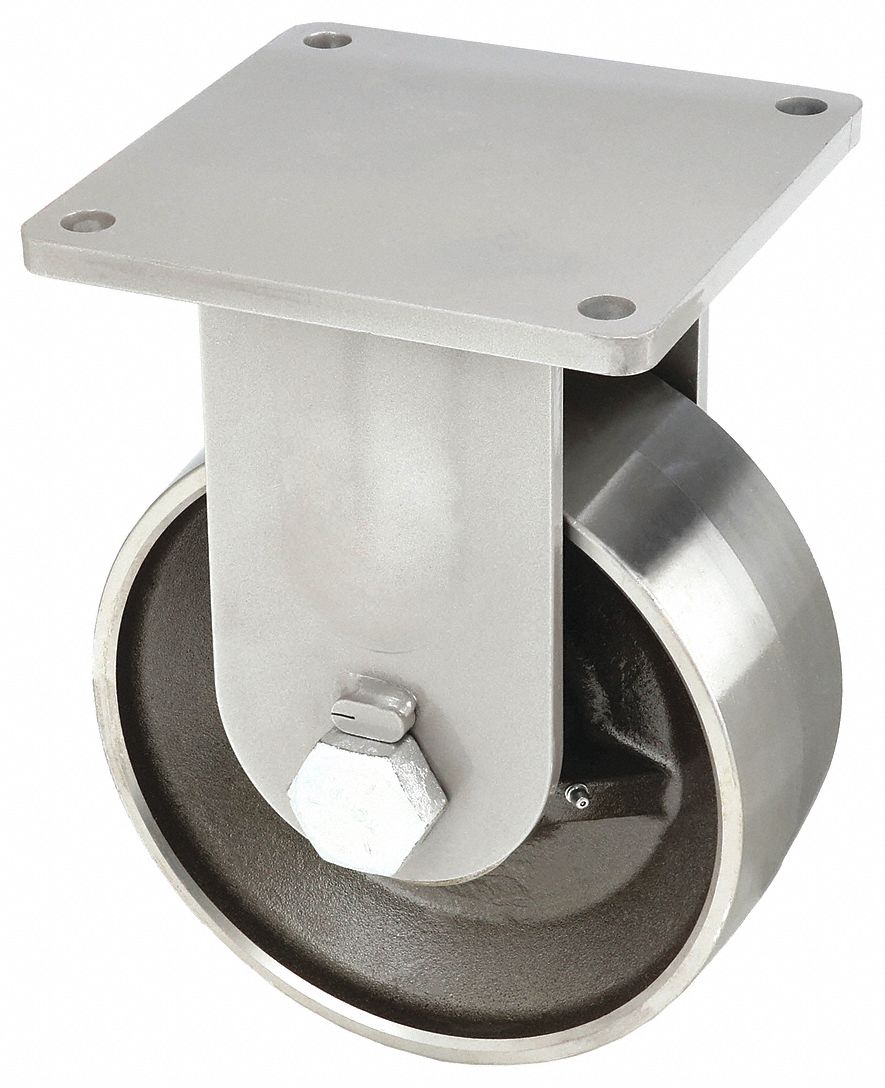 STANDARD PLATE CASTER, 10 IN WHEEL DIA, 18,000 LB, 13 IN MOUNTING H, RIGID CASTER, STEEL