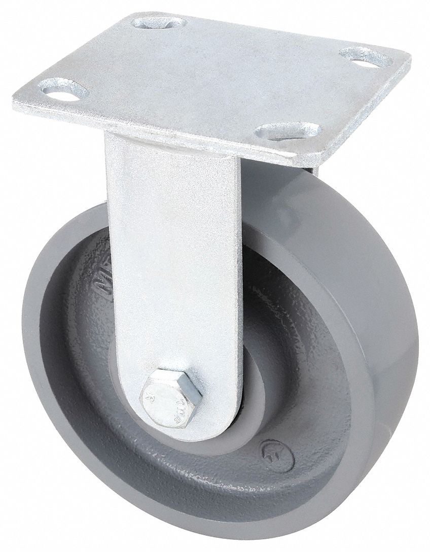 STANDARD PLATE CASTER, 6 IN WHEEL DIAMETER, 2000 LB, 7½ IN MOUNTING H, RIGID CASTER