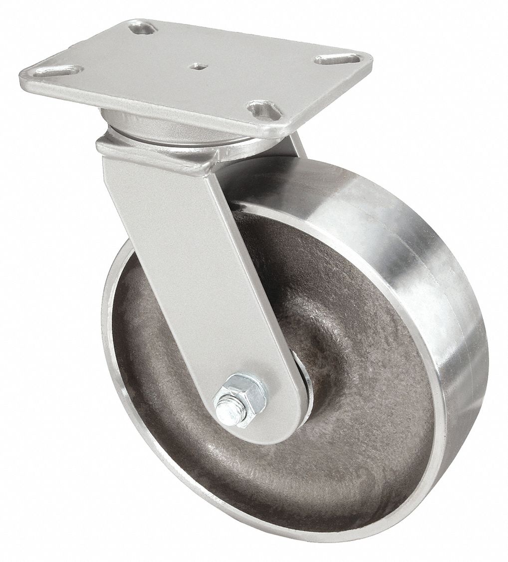 STANDARD PLATE CASTER, 10 IN WHEEL DIAMETER, 4000 LB, 12½ IN MOUNTING H, SWIVEL CASTER