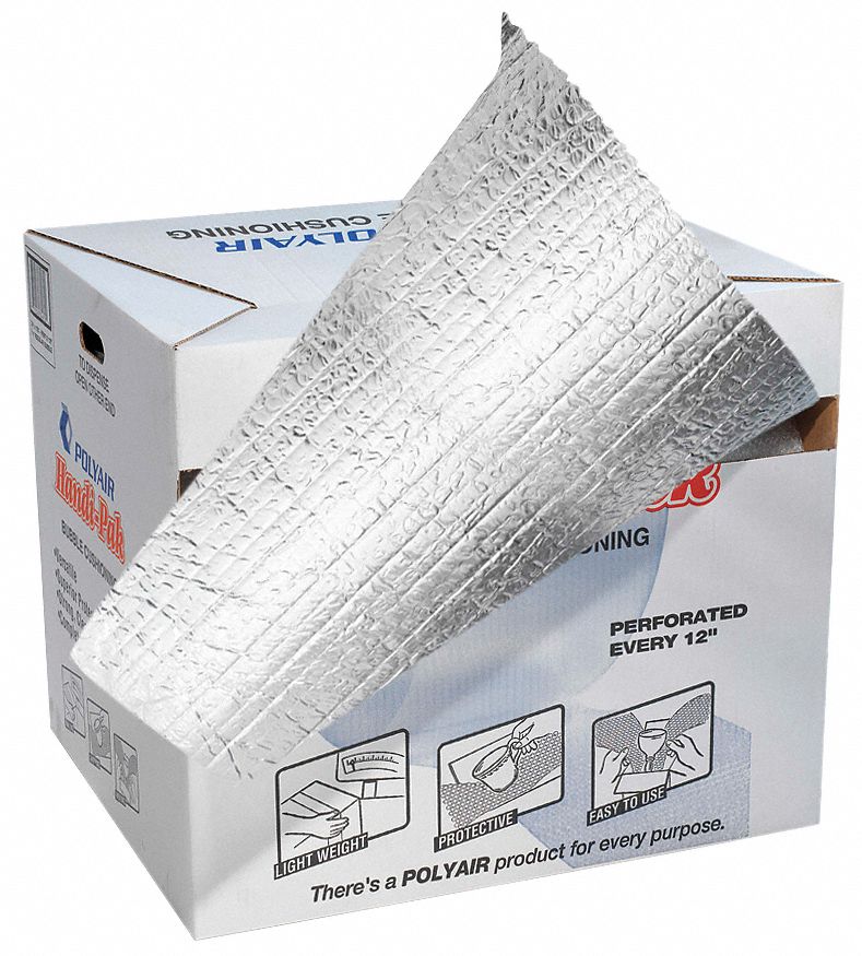 Metalized Insulated Bubble Roll, Roll Width 24 in, Roll Length 125 ft