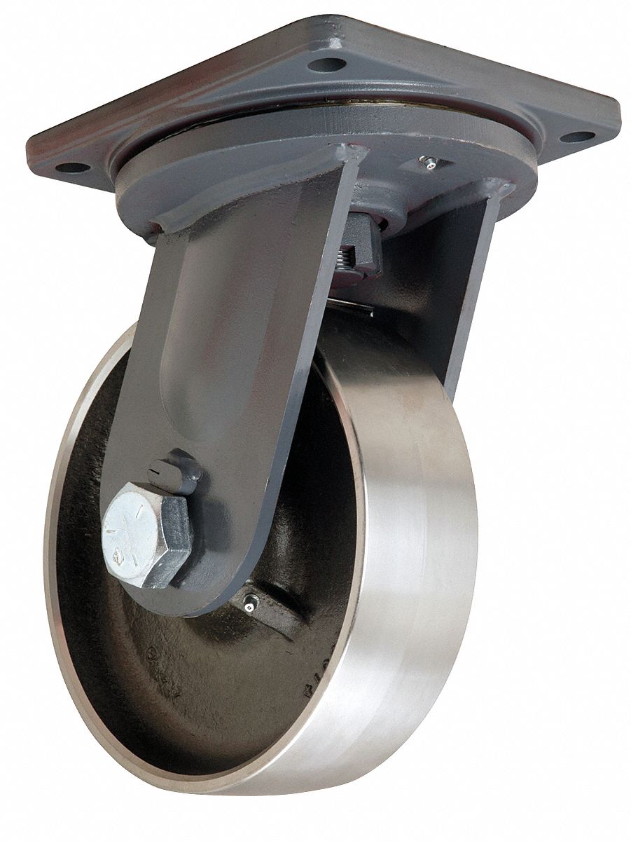 Plate Caster, Swivel, Steel, 13"H