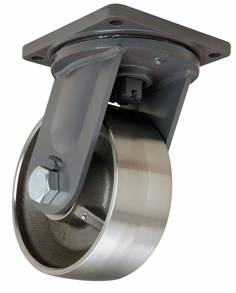 Plate Caster, Swivel, Steel, 13"H