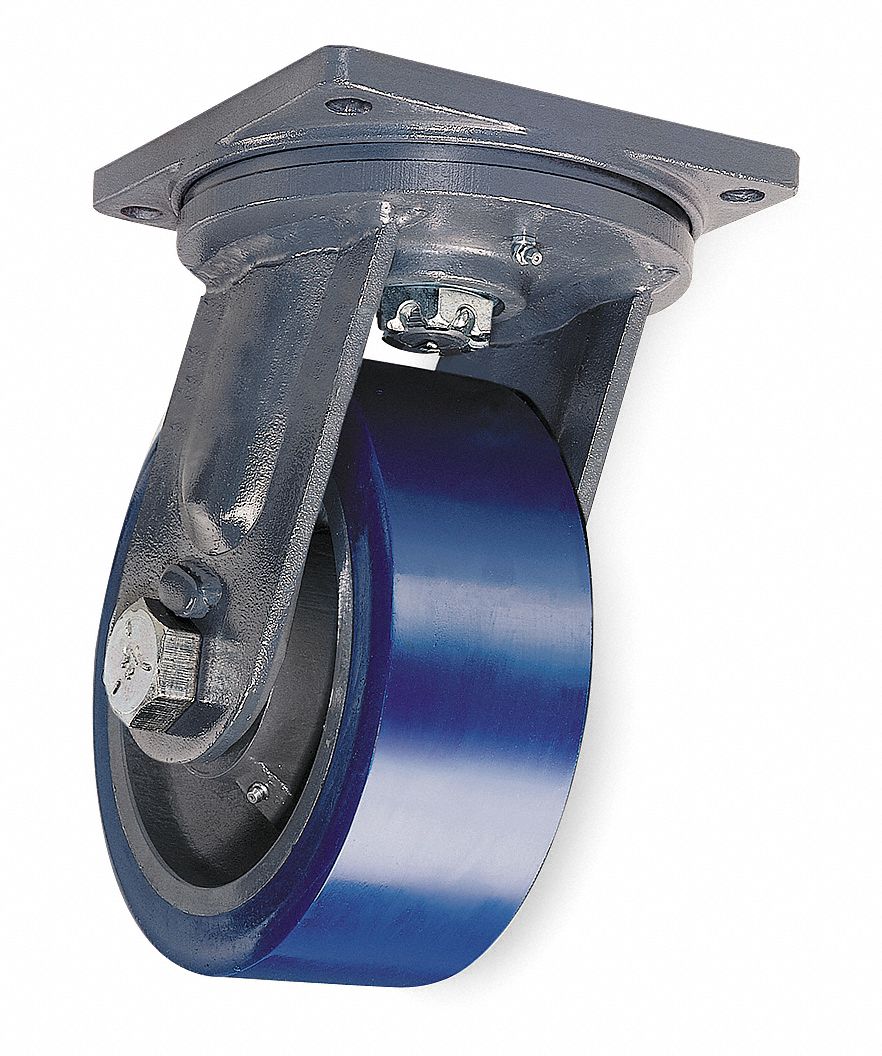 Plate Caster, Swivel, Polyurethane, 11"H