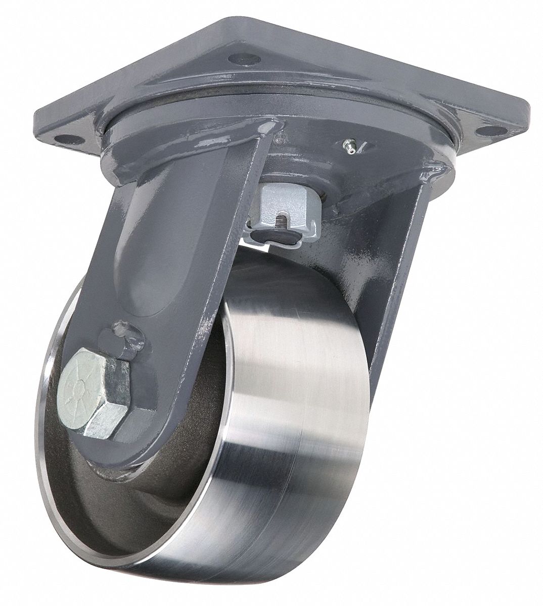 STANDARD PLATE CASTER, 8 IN WHEEL DIA, 17,000 LB, 11 IN MOUNTING H, STEEL, EXTRA HARD