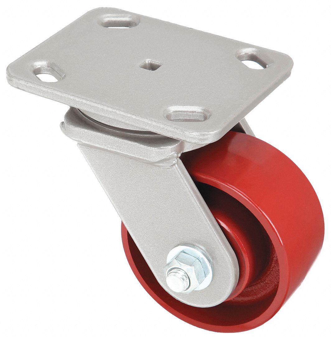 STANDARD PLATE CASTER, 4 IN WHEEL DIA, 1000 LB, 5⅝ IN MOUNTING H, SWIVEL CASTER, IRON