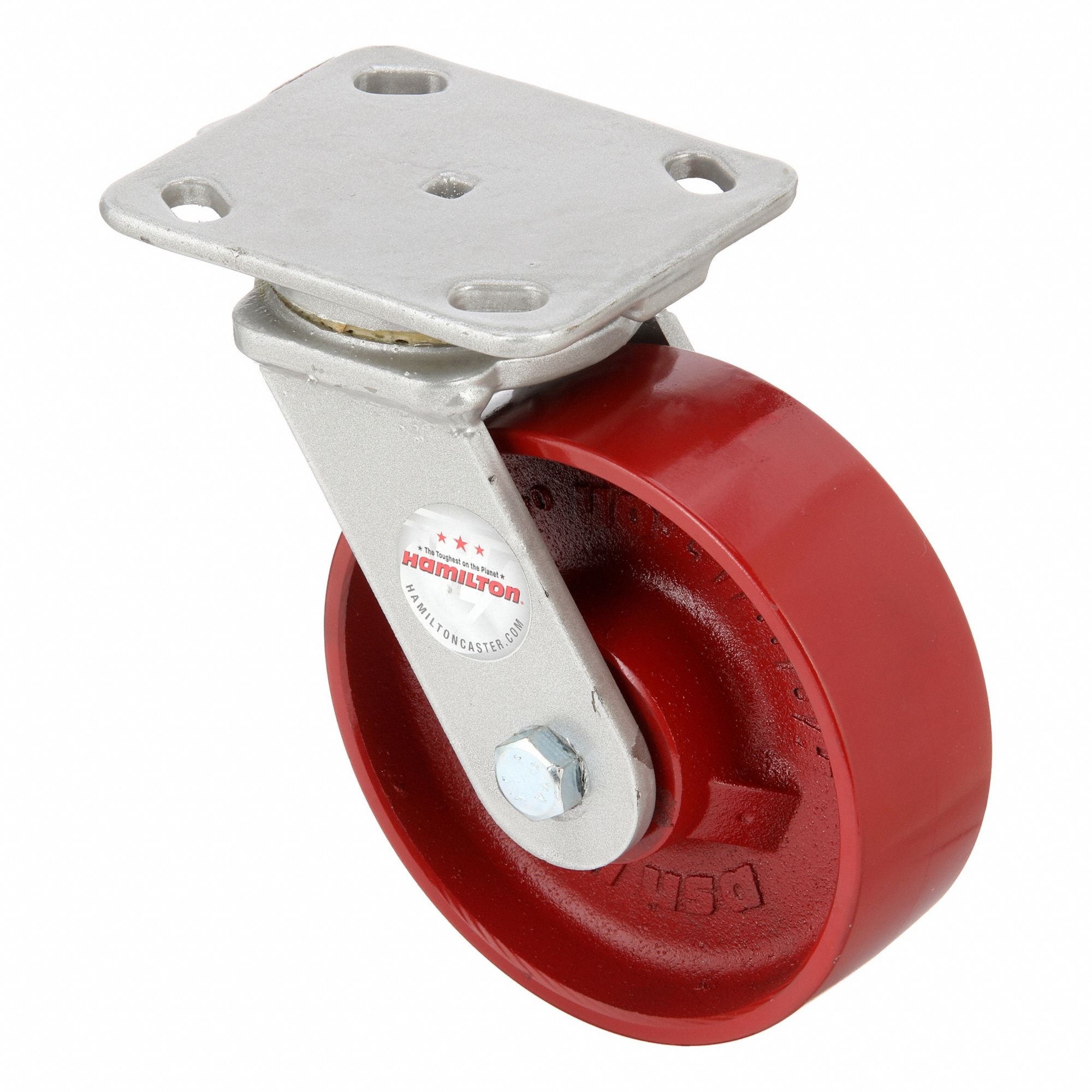 STANDARD PLATE CASTER, 6 IN WHEEL DIA, 1400 LB, 7&frac12; IN MOUNTING H, SWIVEL CASTER, IRON
