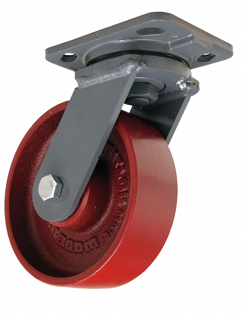 HAMILTON Standard Plate Caster, Swivel, Iron, 1400 lb, 6 in Wheel Dia