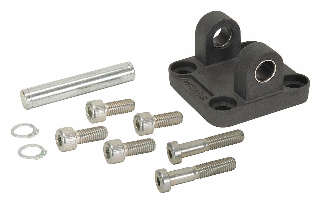 Cylinder Mounting Hardware: Clevis, Fits 50 mm Bore Dia, 65 mm Overall Lg, Aluminum, 5VME3