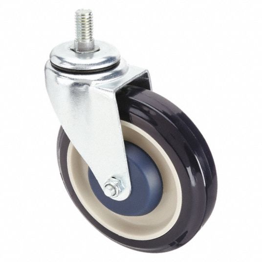 5 in Wheel Dia., 350 lb, Threaded Stem Caster for Shopping Carts ...