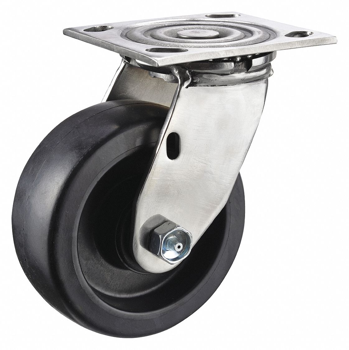 Plate Caster: Corrosion-Resistant, Swivel, Polypropylene, 5 in Wheel Dia, Rectangle
