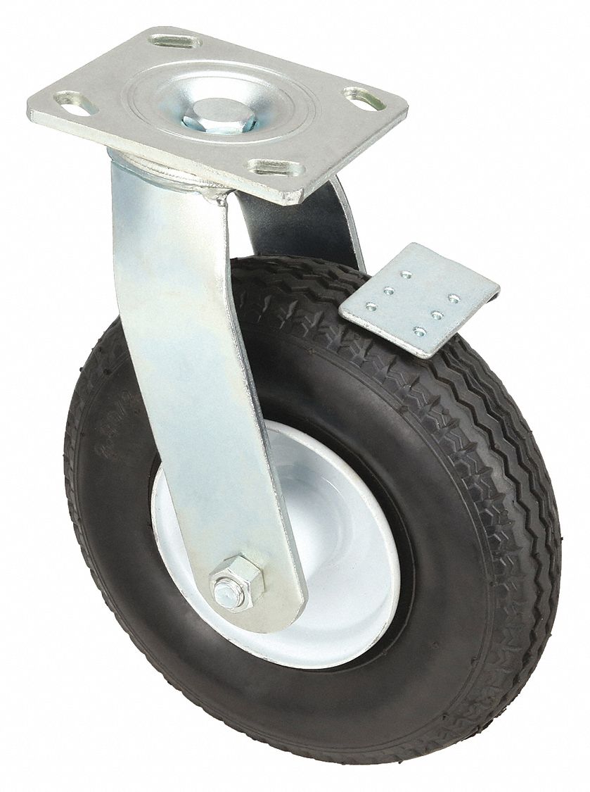 Plate Caster, Swivel, Rubber, 11"H