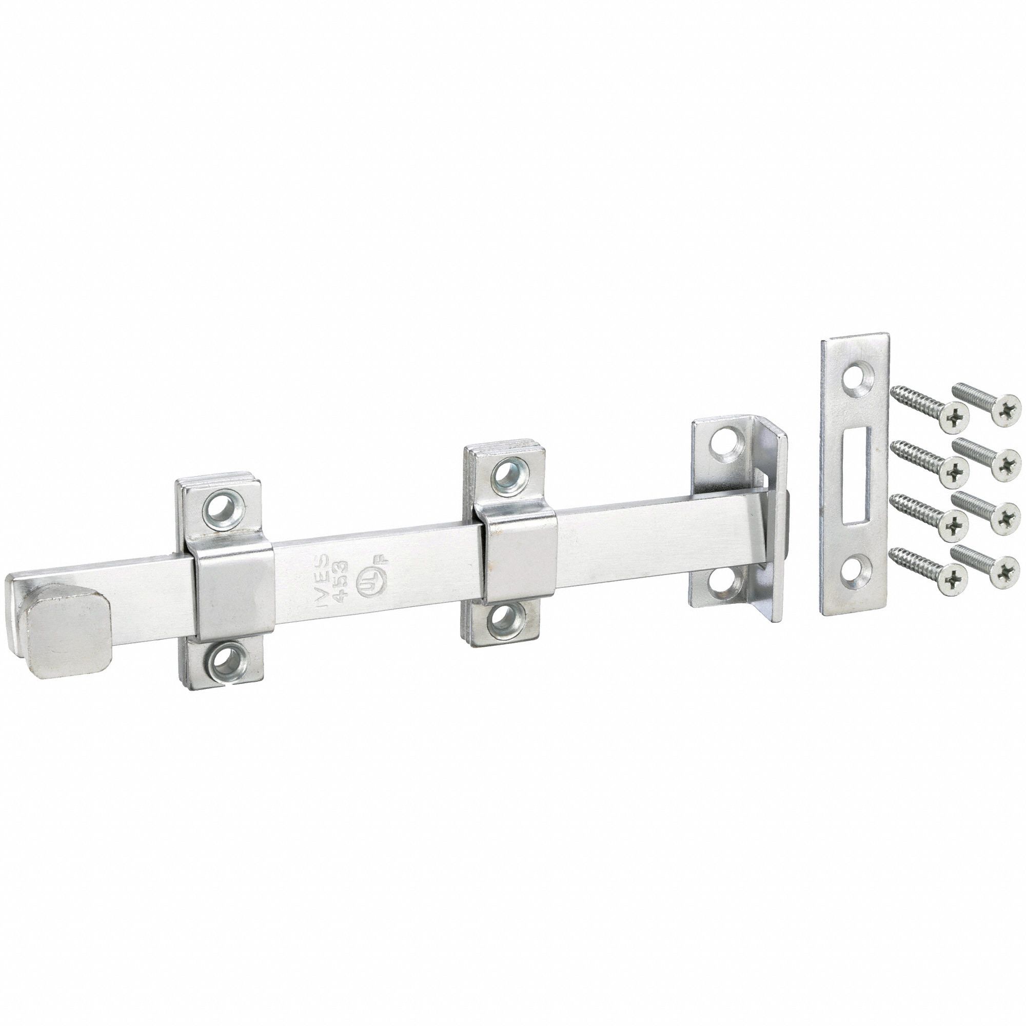 8 in Prime-Line MP4914 Surface Bolt Steel Brushed Chrome Finish 1 Set Heavy Duty Construction