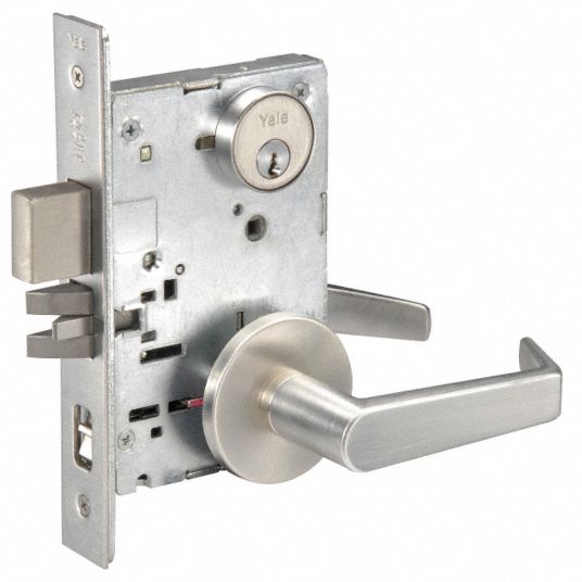 YALE Heavy Duty Mortise Lockset, Mechanical, Keyed Different, Dull ...