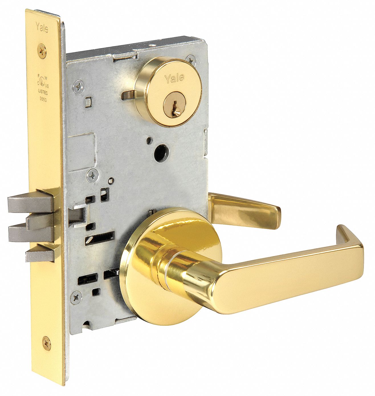 Heavy Duty Mortise Lockset, Mechanical, Keyed Different, Bright Brass