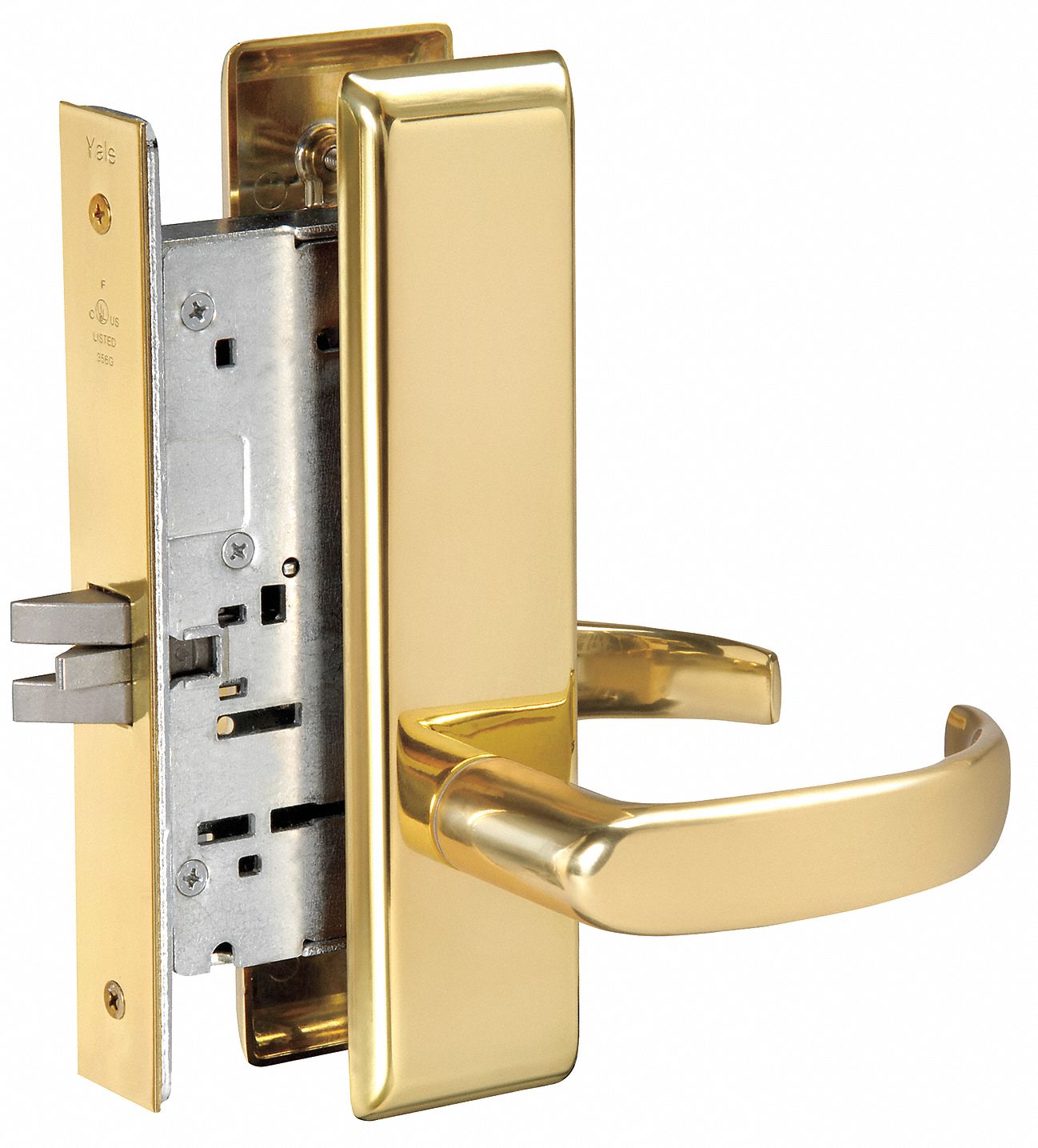 Mortise Lockset,Bright Brass,Passage - Grainger