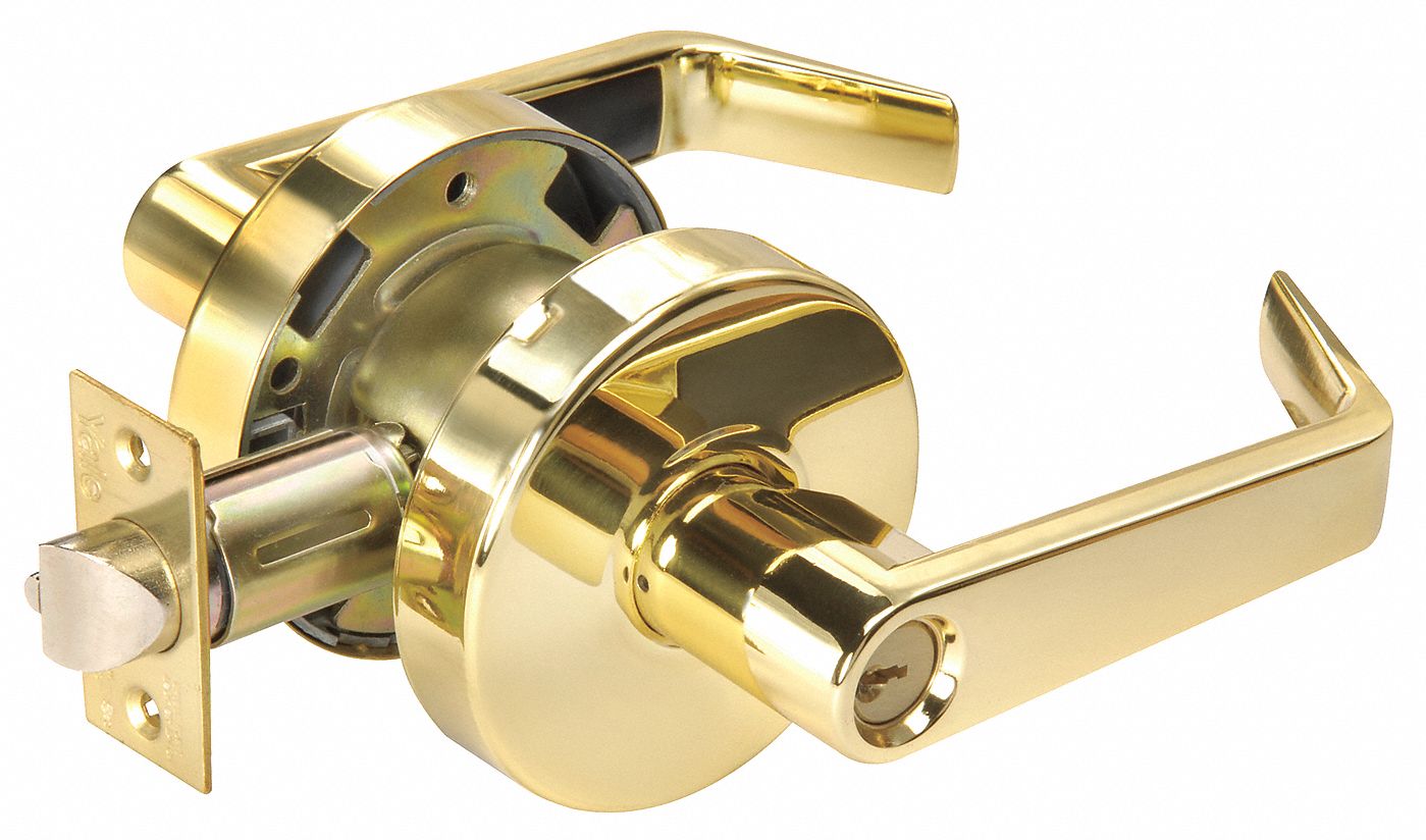 YALE Lever, Mechanical, Medium Duty, Different, Bright Brass, 2 3/4 in