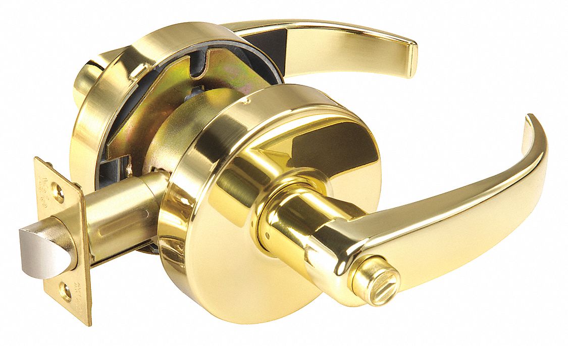Door Lockset: Classroom Lever Locksets, Brass, ADA Compliant, SFIC