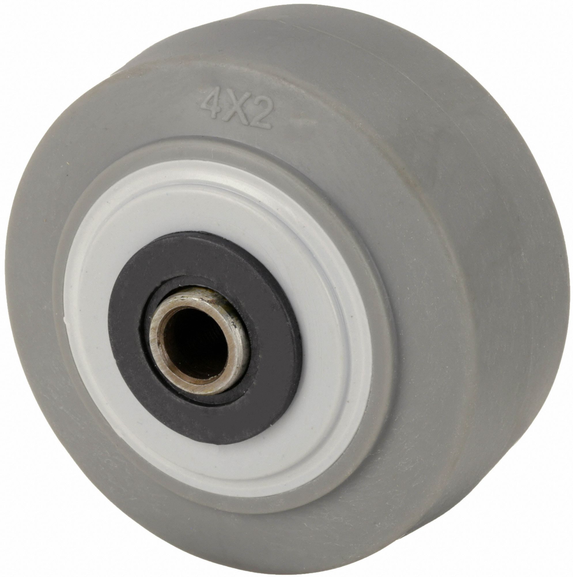 Caster Wheel: 4 in Wheel Dia., 2 in Wheel Wd, Rubber, 350 lb Load Rating, Gray, Std