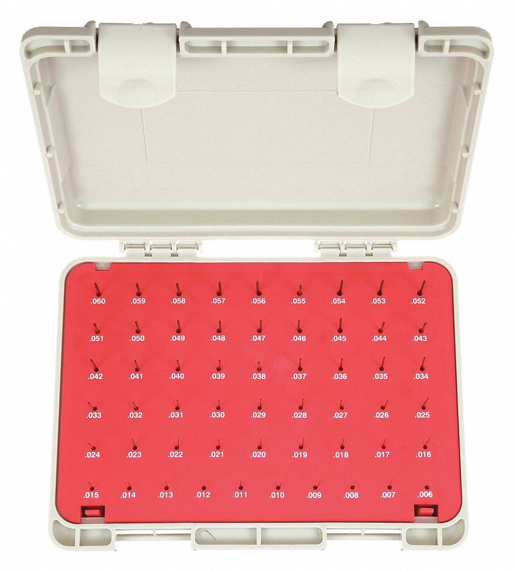 VERMONT GAGE, 0.0060 in to 0.0600 in Dia Range, 55 Gauges, Black Oxide