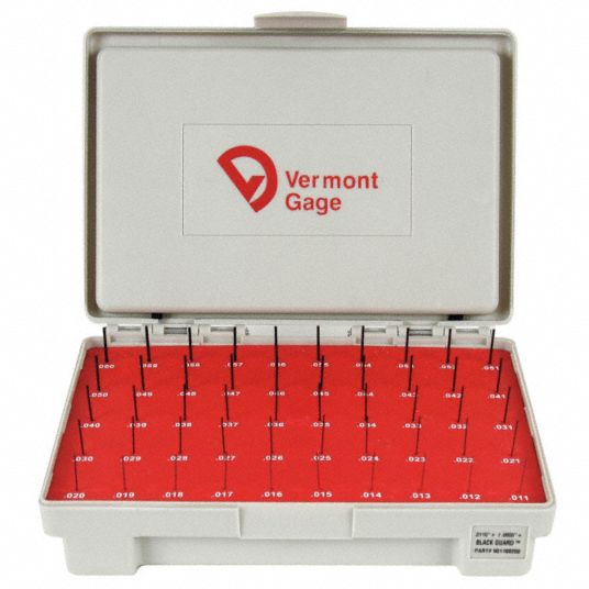 VERMONT GAGE Black OxideCoated Pin Gauge Set, Number of Gauges 50