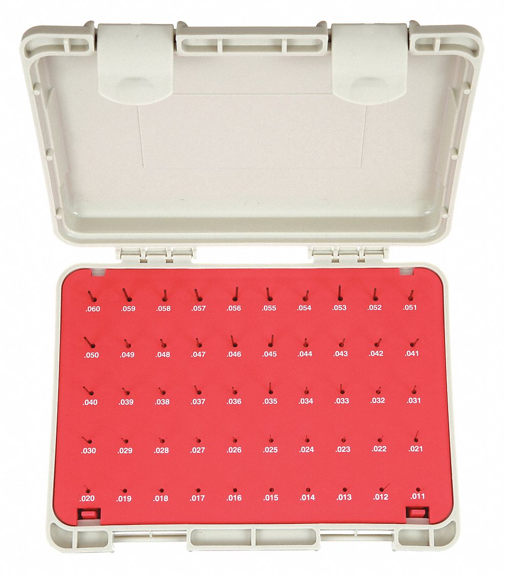 Black Oxide-Coated Pin Gauge Set: Go (Plus), 0.011 in to 0.06 in, ZZ Tolerance Class