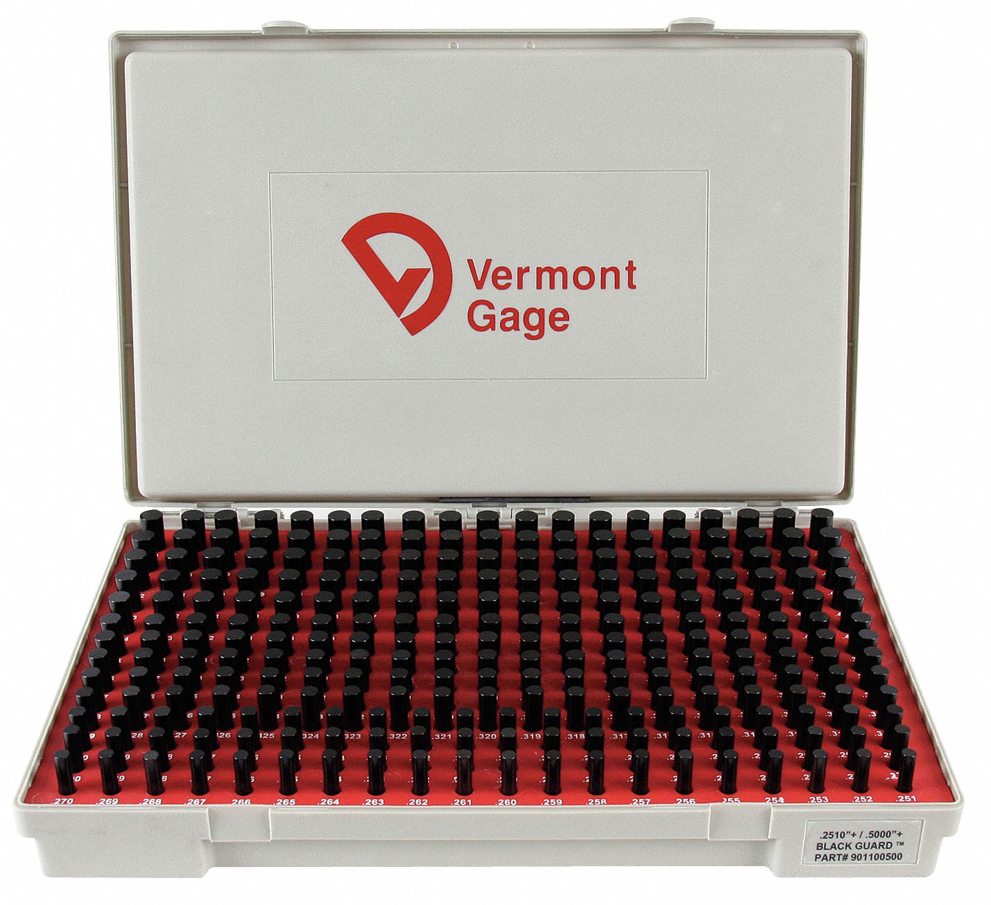 VERMONT GAGE Black OxideCoated Pin Gauge Set 0.2510 in to 0.5000 in