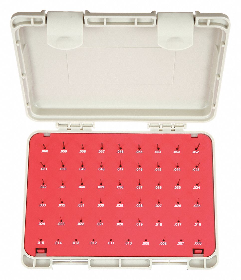 Black Oxide-Coated Pin Gauge Set: No-Go (Minus), 0.006 in to 0.06 in