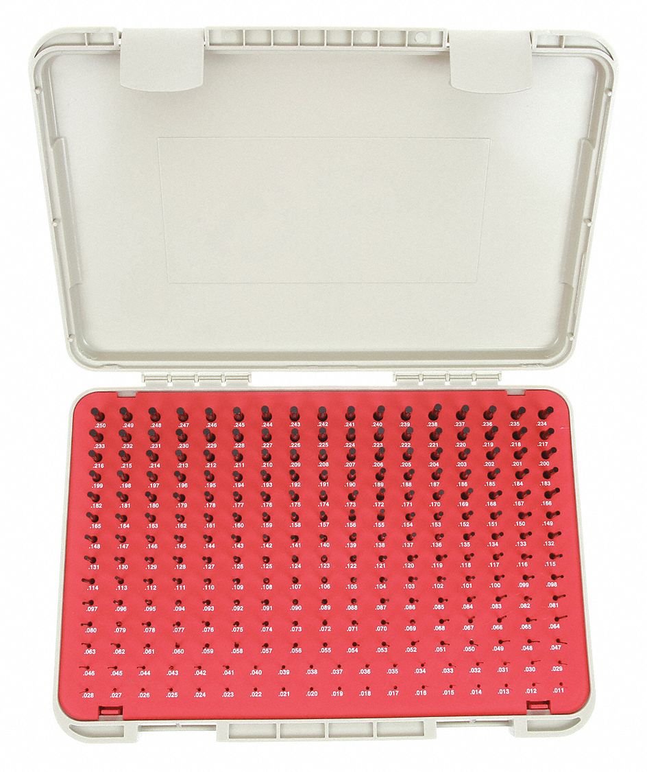 Black Oxide-Coated Pin Gauge Set: No-Go (Minus), 0.011 in to 0.25 in