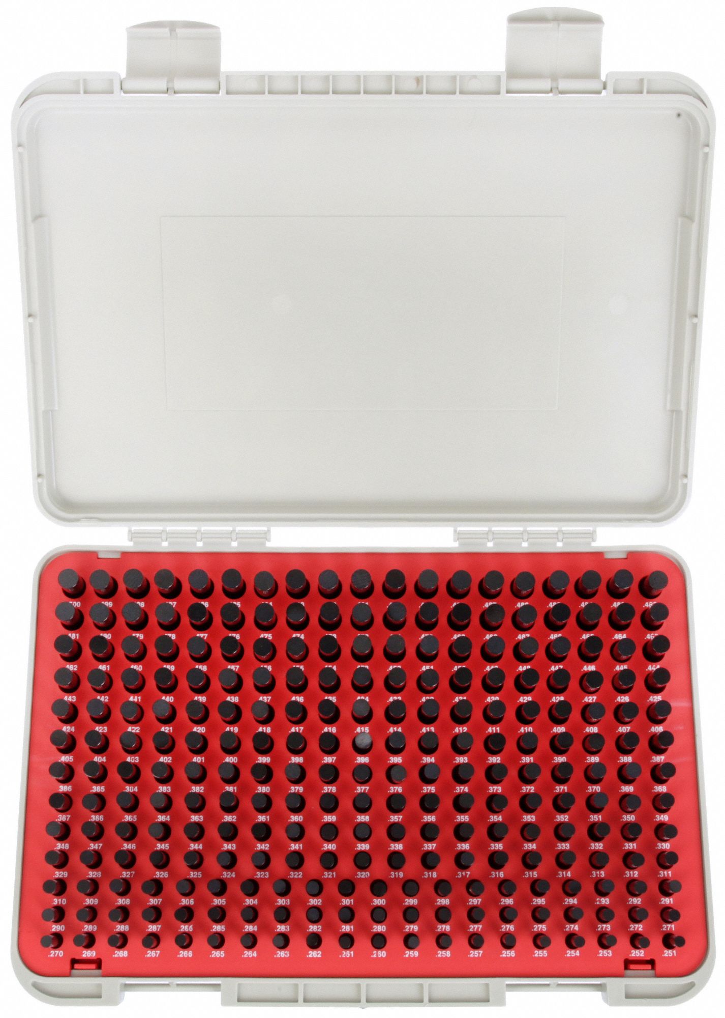 VERMONT GAGE, 0.2510 in to 0.5000 in Dia Range, 250 Gauges, Black OxideCoated Pin Gauge Set