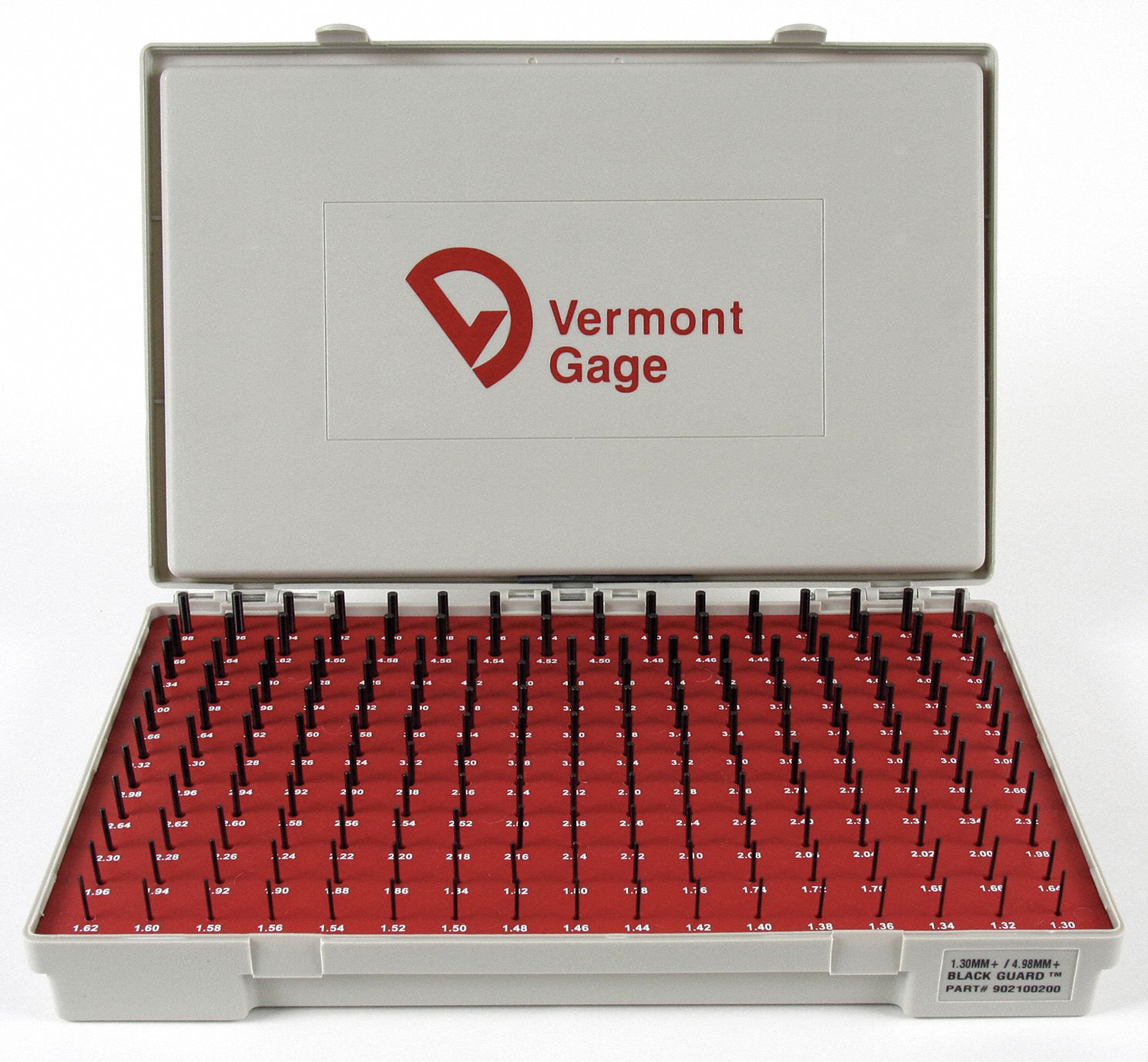 VERMONT GAGE, 1.30 to 4.98 mm Dia Range, 185 Gauges, Black OxideCoated