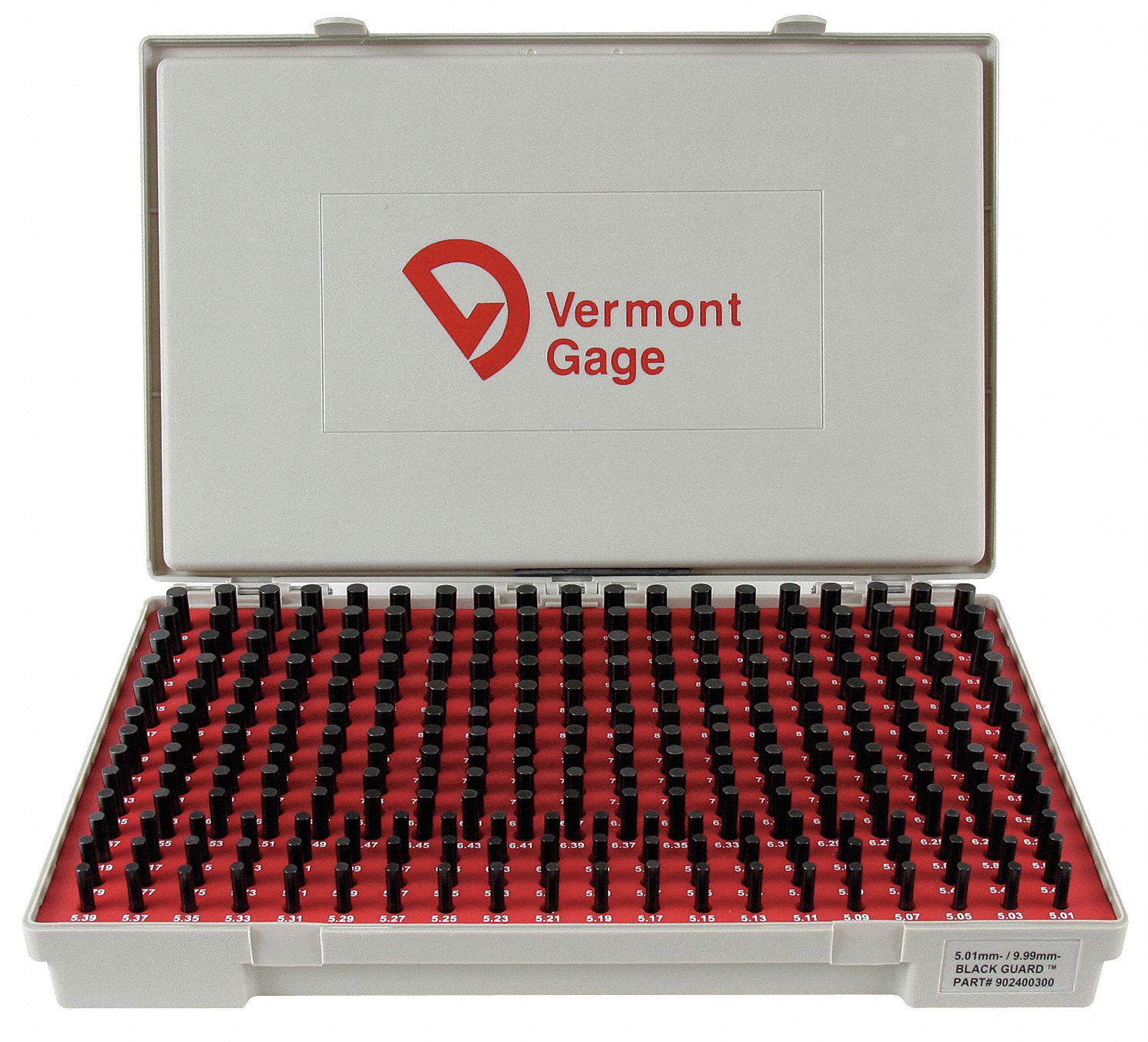 Black Oxide-Coated Pin Gauge Set: No-Go (Minus), 5.01 mm to 9.99 mm, ZZ Tolerance Class