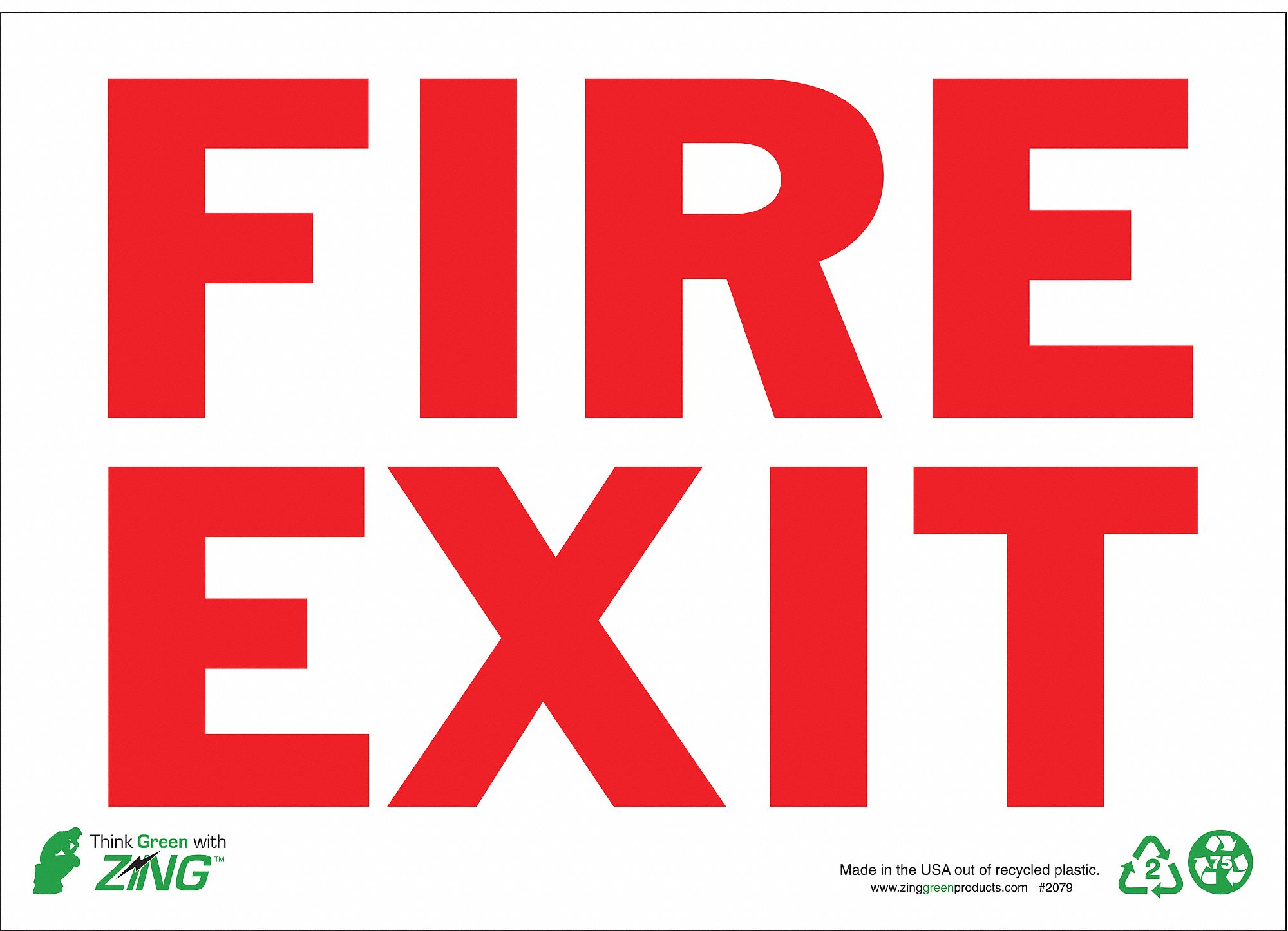 FIRE EXIT SIGN, ALUMINUM, RECTANGLE, ENGLISH