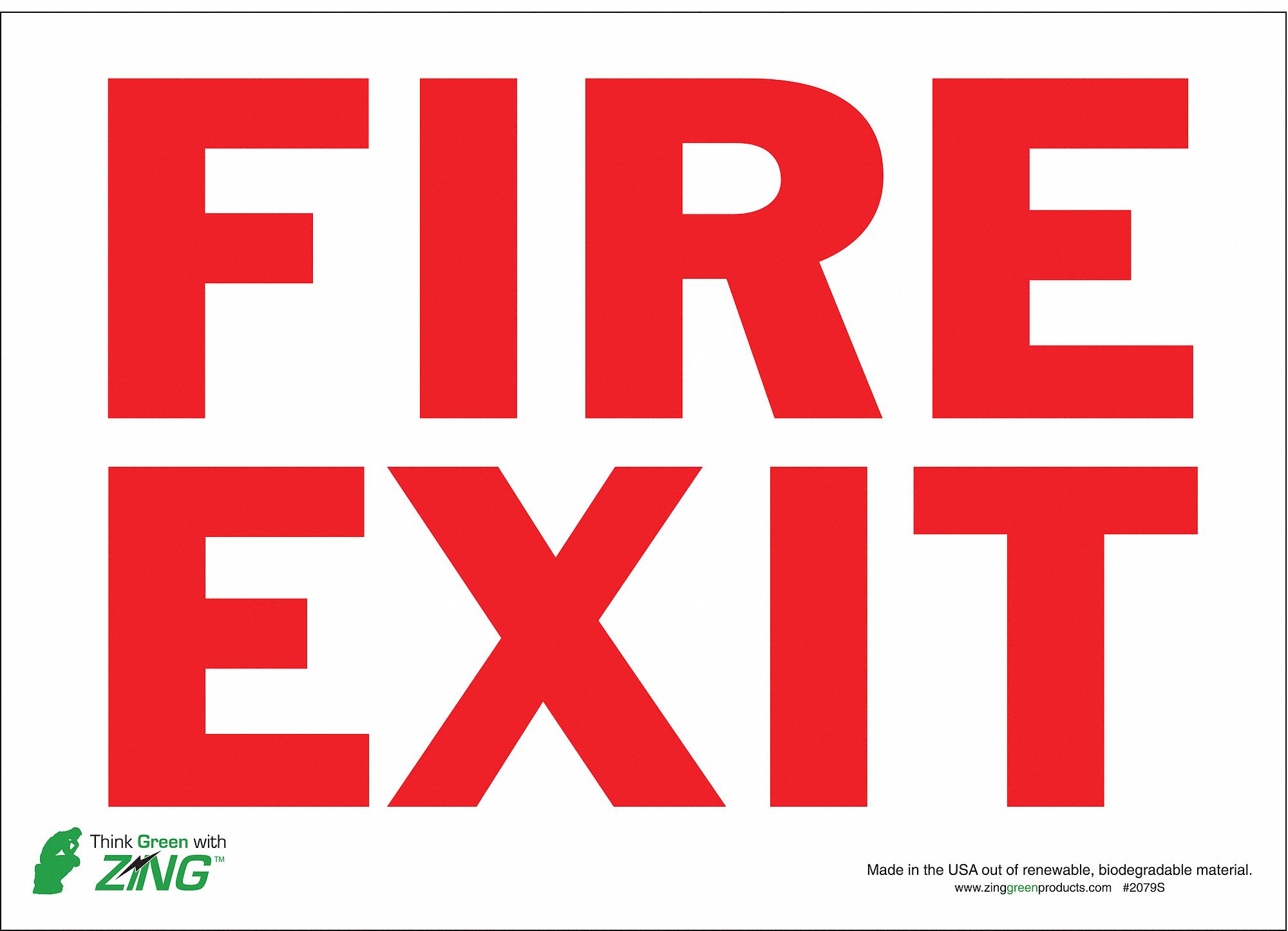 FIRE EXIT SIGN, POLYESTER, ADHESIVE MOUNT, 10 IN X 14 IN NOMINAL SIGN SIZE, 0.025 IN THICK, FIRE EXIT
