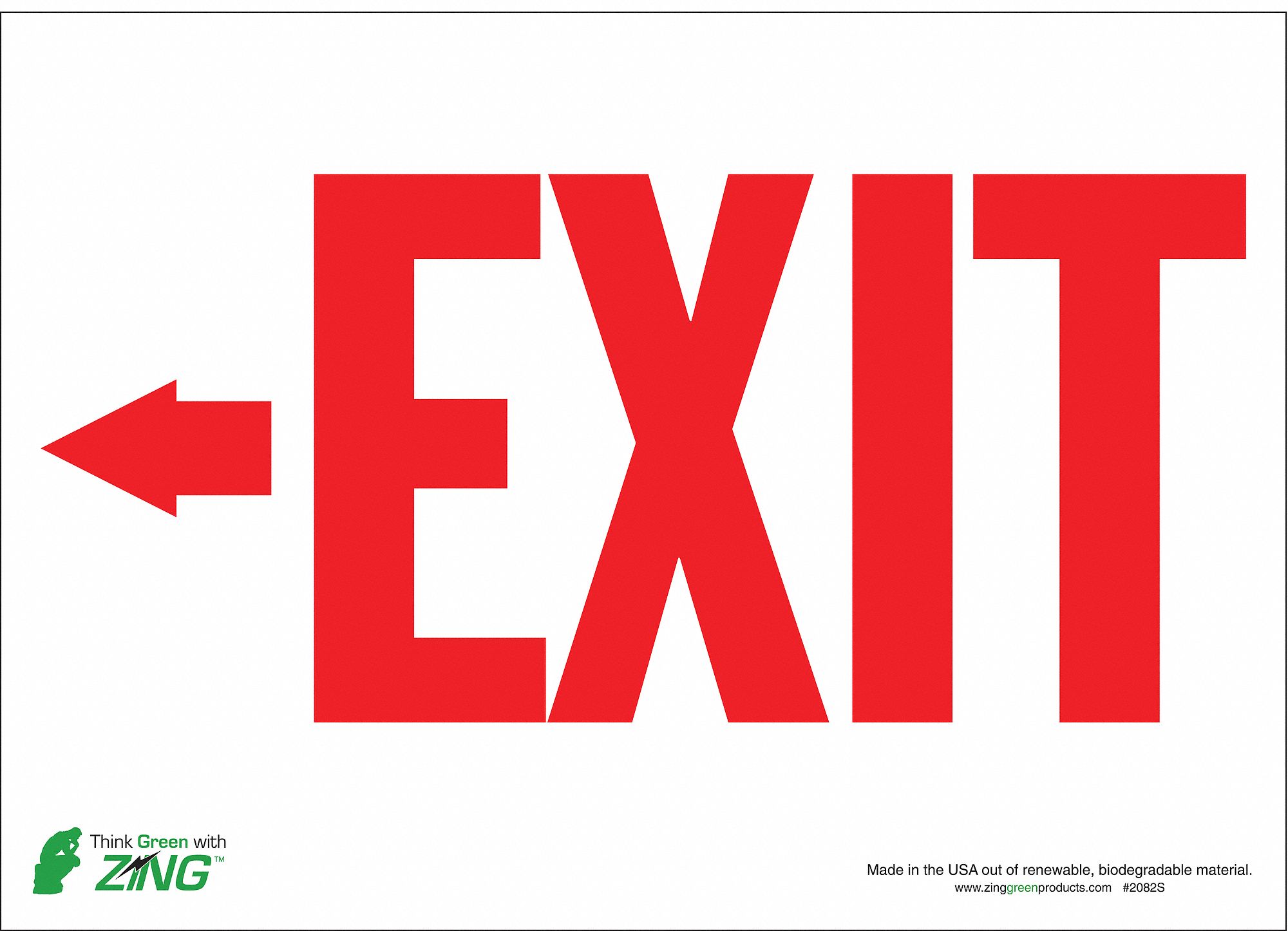 EXIT SIGN, POLYESTER, ADHESIVE MOUNT, 10 IN X 14 IN NOMINAL SIGN SIZE, NOT RETROREFLECTIVE, EXIT (ARROW LEFT)