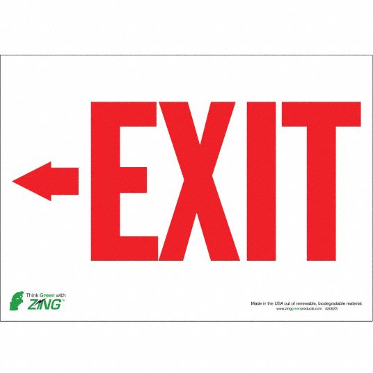 Polyester, Adhesive Sign Mounting, Exit Sign - 5VUR5|2082S - Grainger