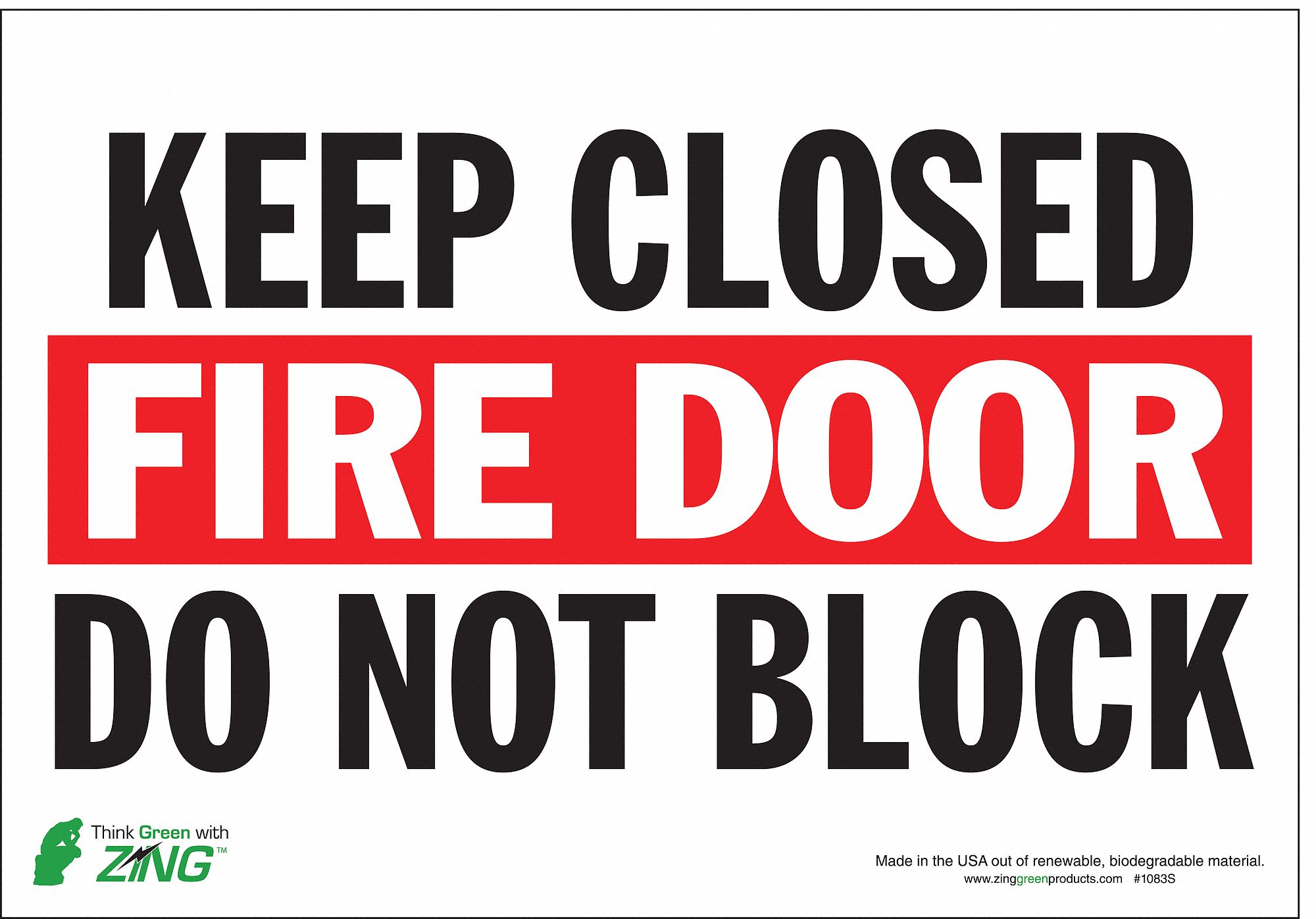 FIRE DOOR SIGN, POLYESTER, RECTANGLE, ENGLISH, 7 X 10 IN