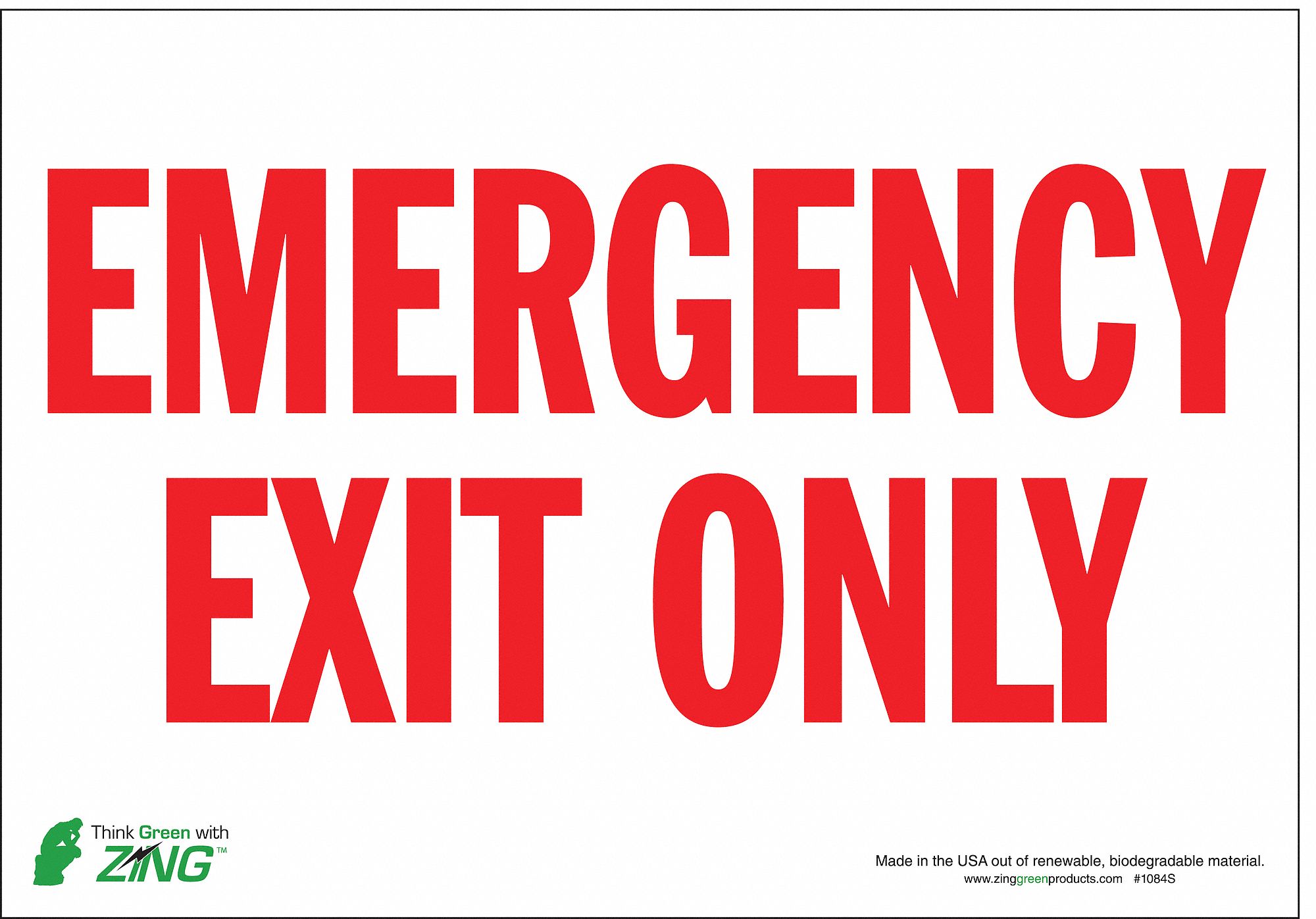 Emergency Exit Sign, Polyester, Rectangle, English Grainger