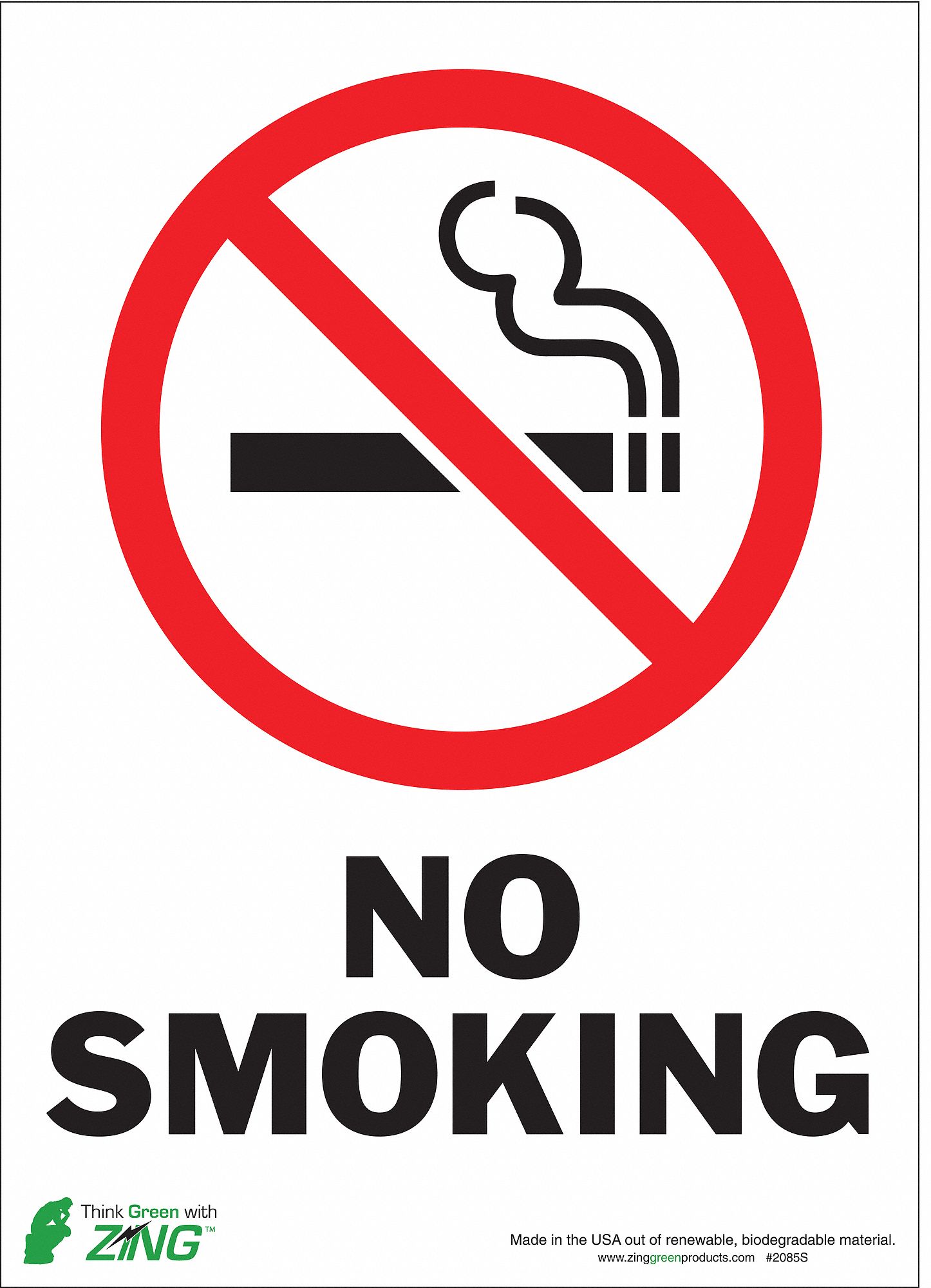 NO SMOKING SIGN, POLYESTER, 14 IN X 10 IN, ADHESIVE SURFACE